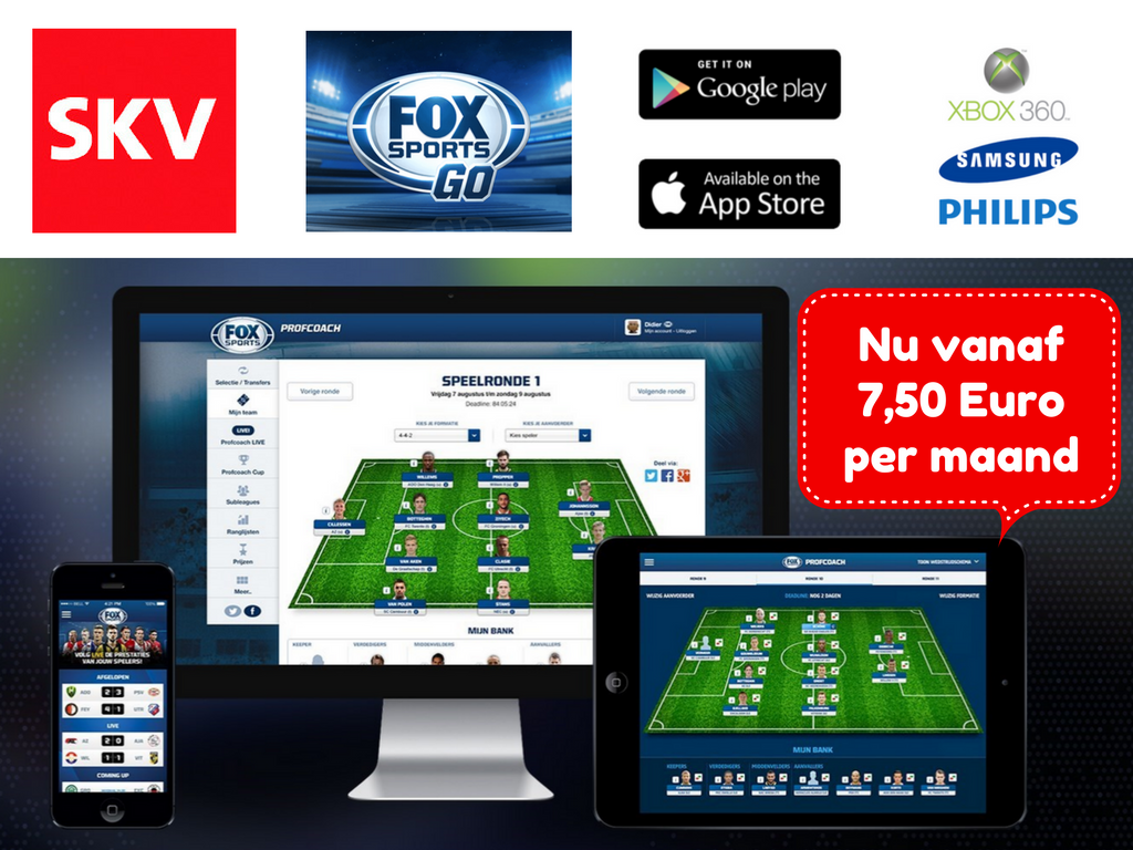 FOX Sports Eredivisie gratis voor SKV Alles-in-1 Extra abonnees. Los abonnement 7,50 Euro