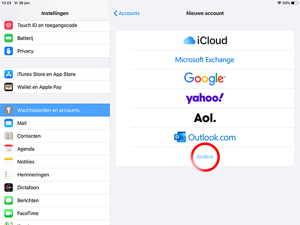 Mail instellen Ipad SKV - Stap 3