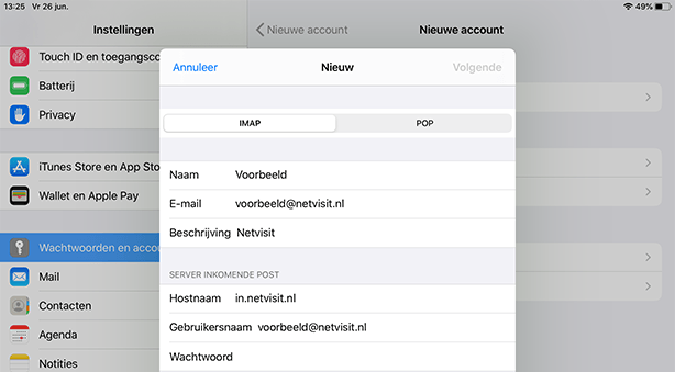 Mail instellen Ipad SKV - Stap 5