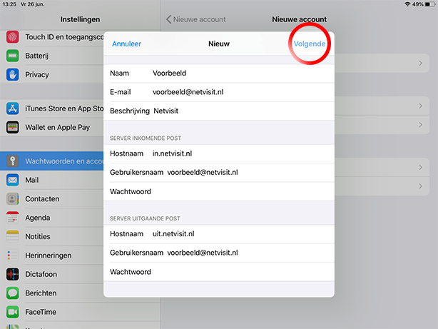 Mail instellen Ipad SKV - Stap 6