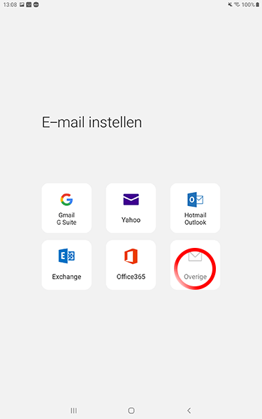 Mail instellen Android tablet skv stap 2